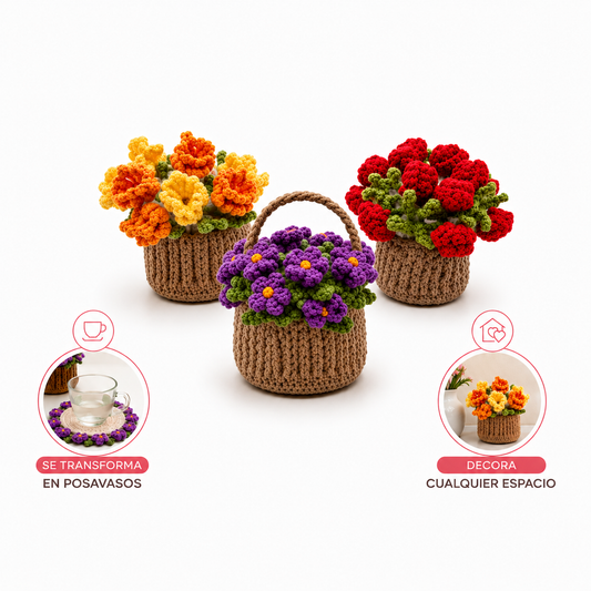 Posavasos de Crochet Inspirados en Arreglos Florales